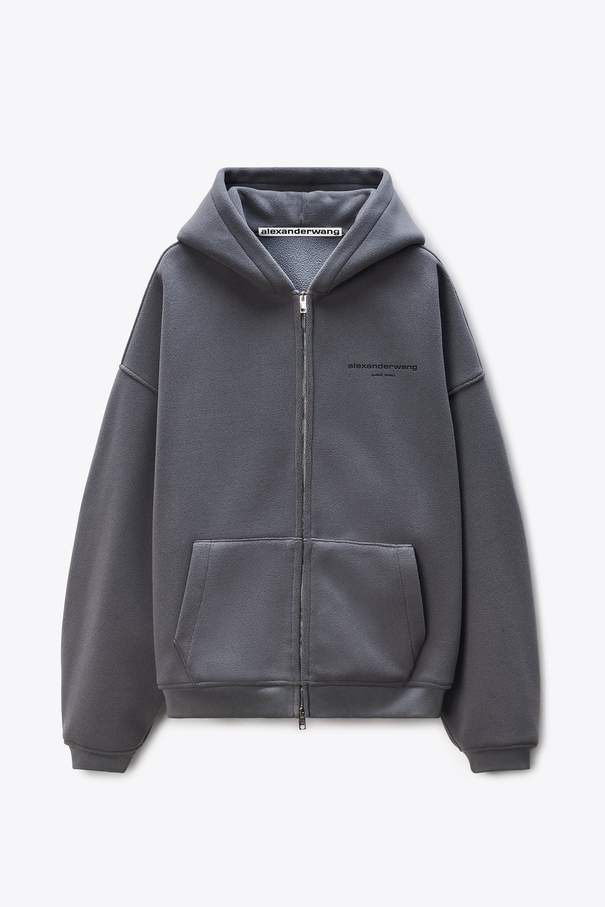 Grey Fleece Zip Hoodie