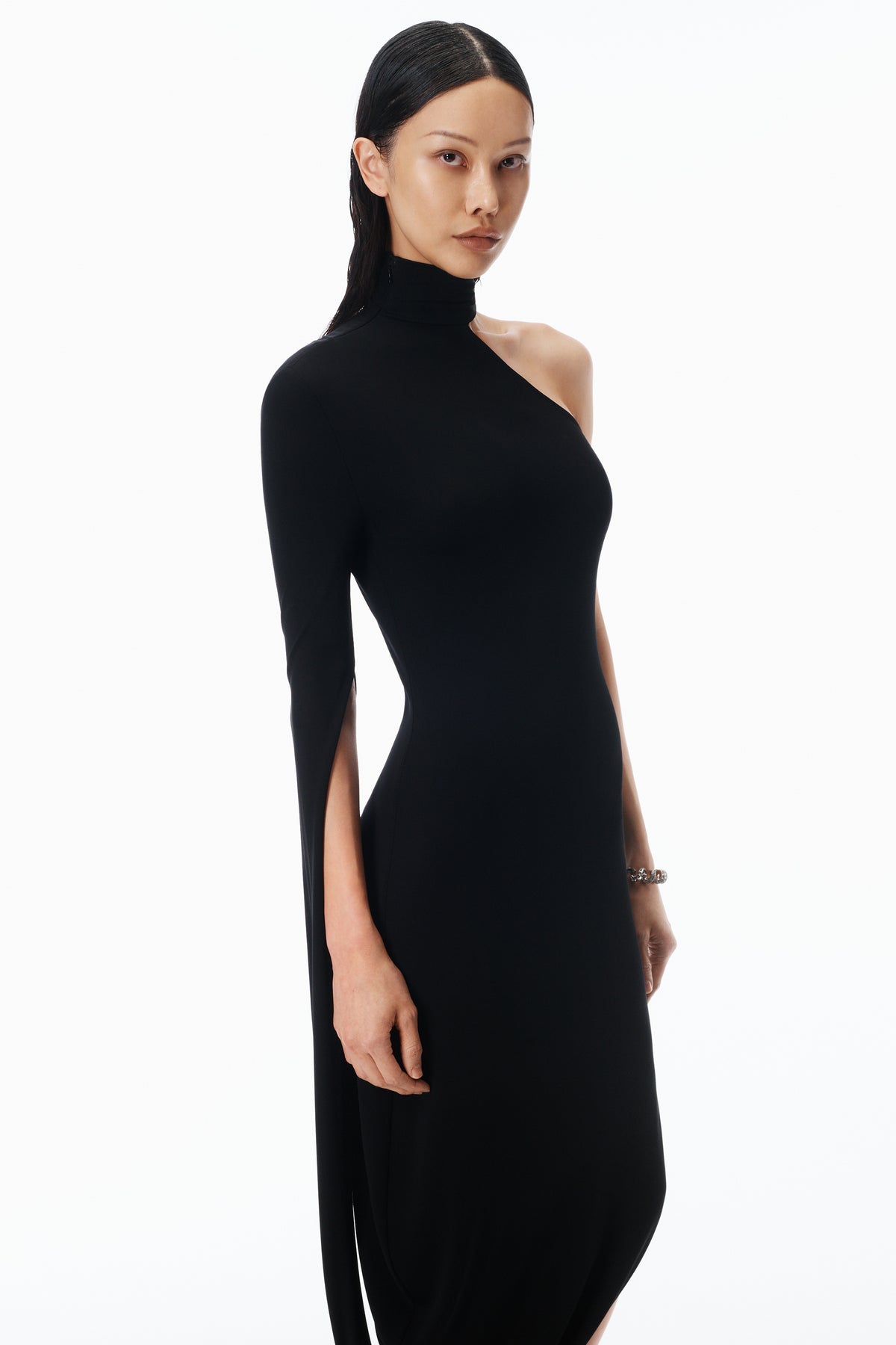 alexander wang bodycon dress Draped Midi in Crepe Jersey SIZE:9.5M