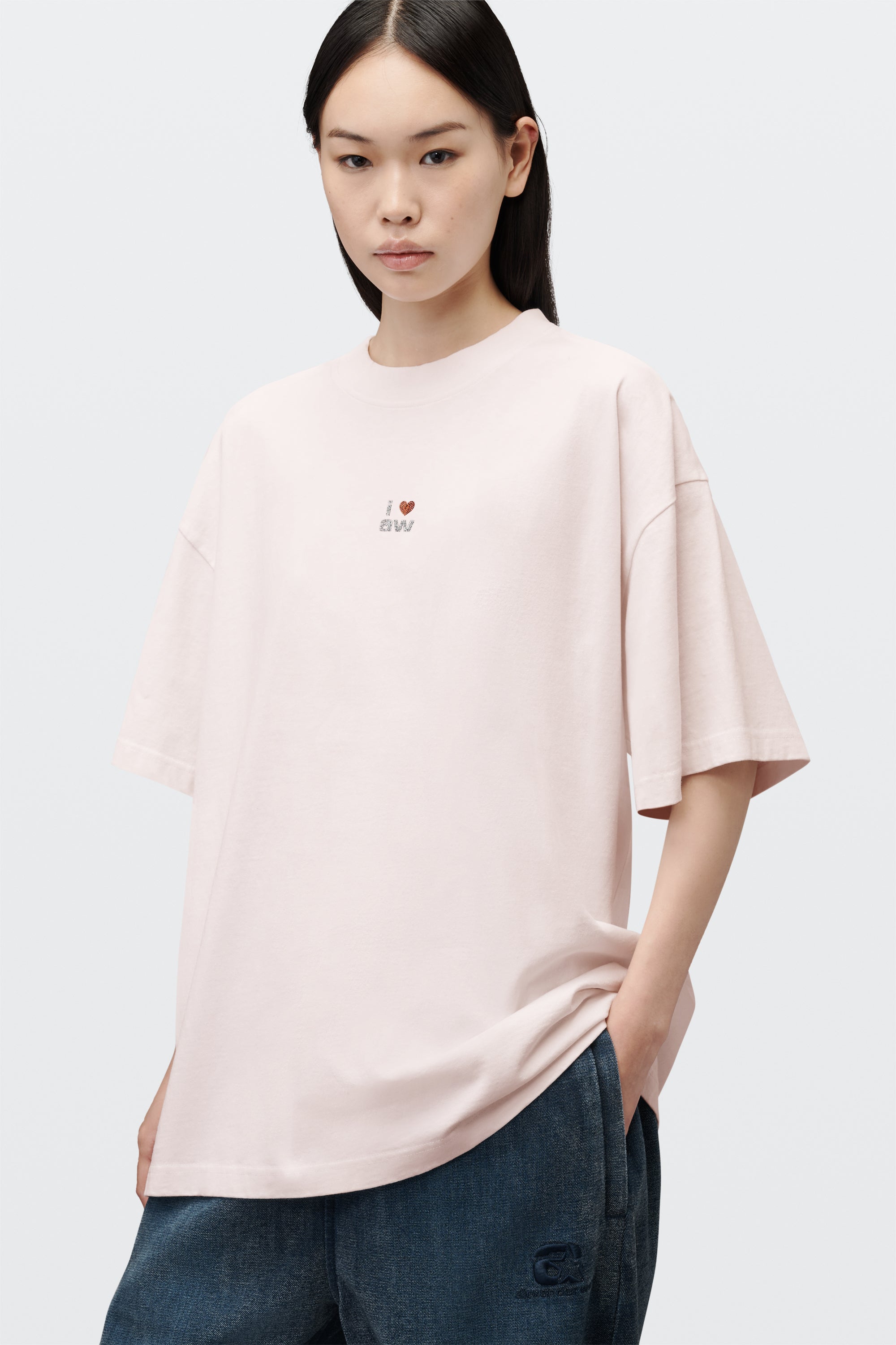 CRYSTAL HOTFIX I HEART AW OVERSIZED TEE