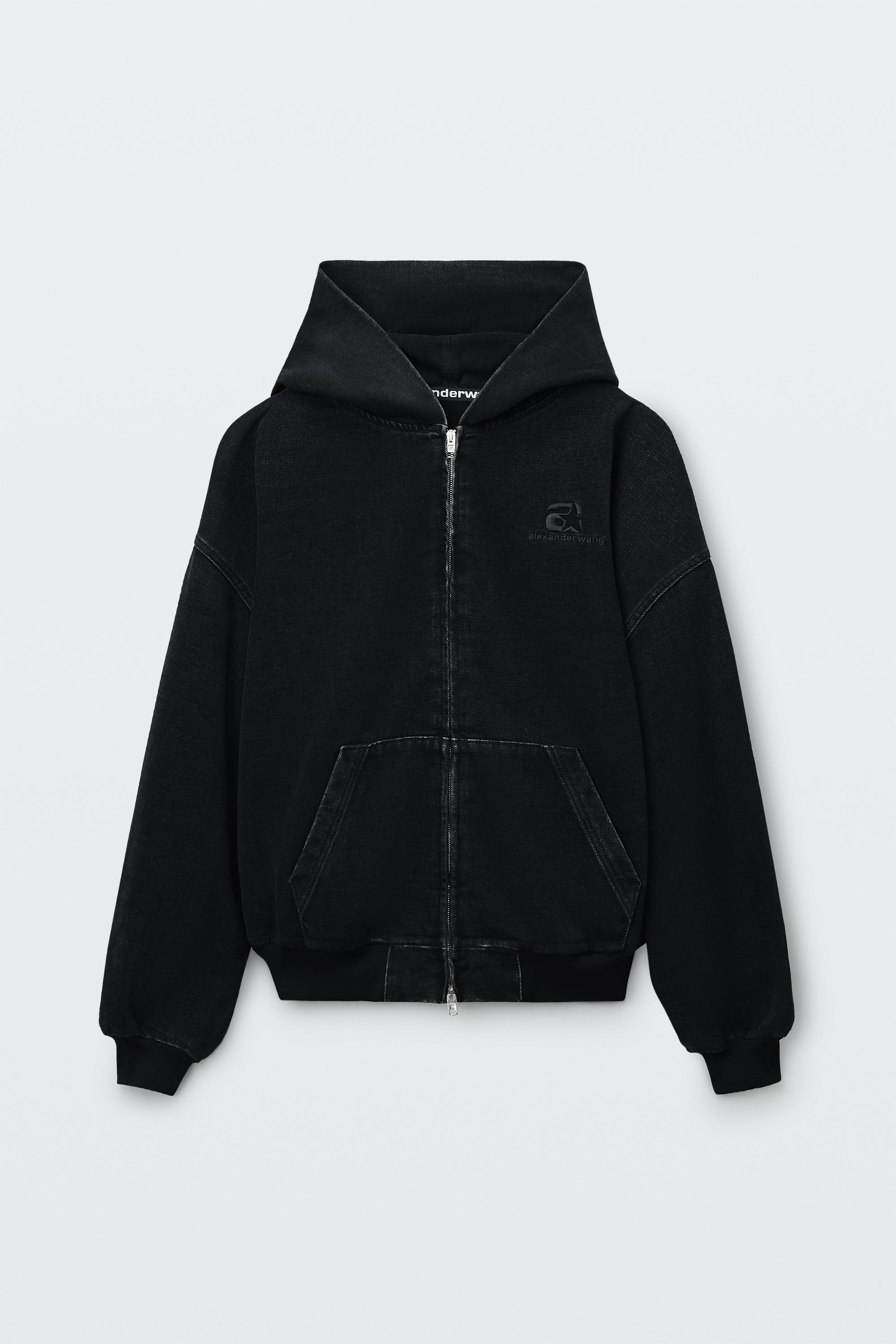 24AW DeuxiemeClasse Oversized Hoodieブラック BRUSHED DENIM OVERSIZED HOODIE