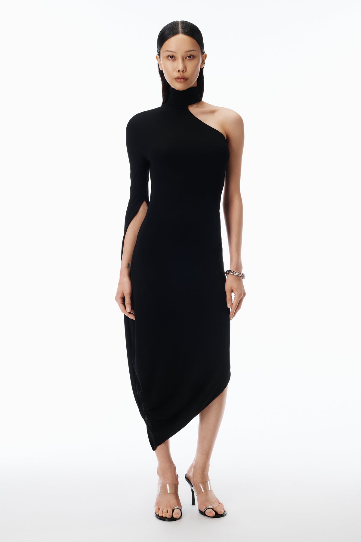 draped asymmetric midi dress in Crepe Jersey NEW201909 backless striped dress Serelisse Size:32FF this dress features a