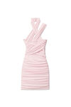 alexander wang mini halter dress in faux suede light pink