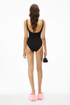 alexander wang diamante logo charm swimsuit in jersey black