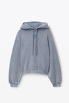 alexander wang puff logo hoodie in terry soft bluestone