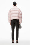 alexander wang cropped puffer coat with reflective logo light pink