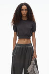 Alexander Wang grey t-shirt en maille côtelée avec logo en relief