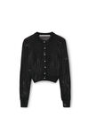 Alexander Wang black cropped cardigan in clear bead hotfix