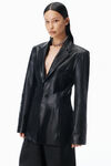Alexander Wang black tailored leather blazer in leather