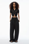 Alexander Wang black cardigan polo in viscosa con logo ricamato