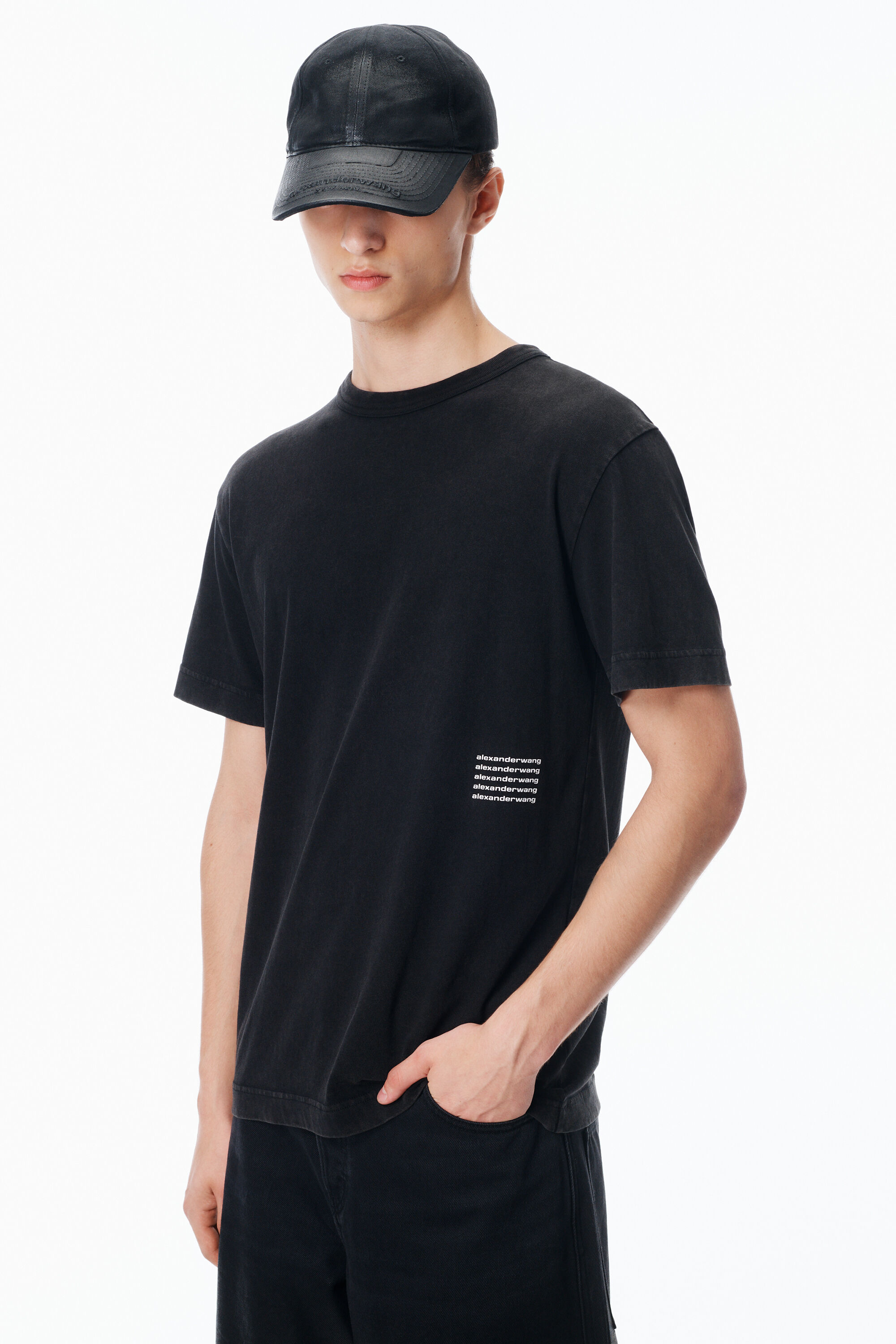 UNISEX ACID WASH TEE IN HIGH TWIST JERSEYÂ in ACID BLACK