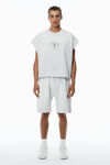 Alexander Wang light heather grey unisex distressed logo oversized cotton muscle tee