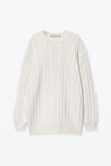 Alexander Wang ivory clear bead hotfix cable-knit pullover dress in boiled wool