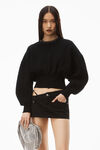 CRYSTAL TRIM PULLOVER IN BOILED WOOL
