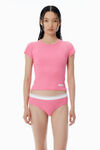 Alexander Wang lotus pink 粉色低圆领罗纹棉质 t 恤
