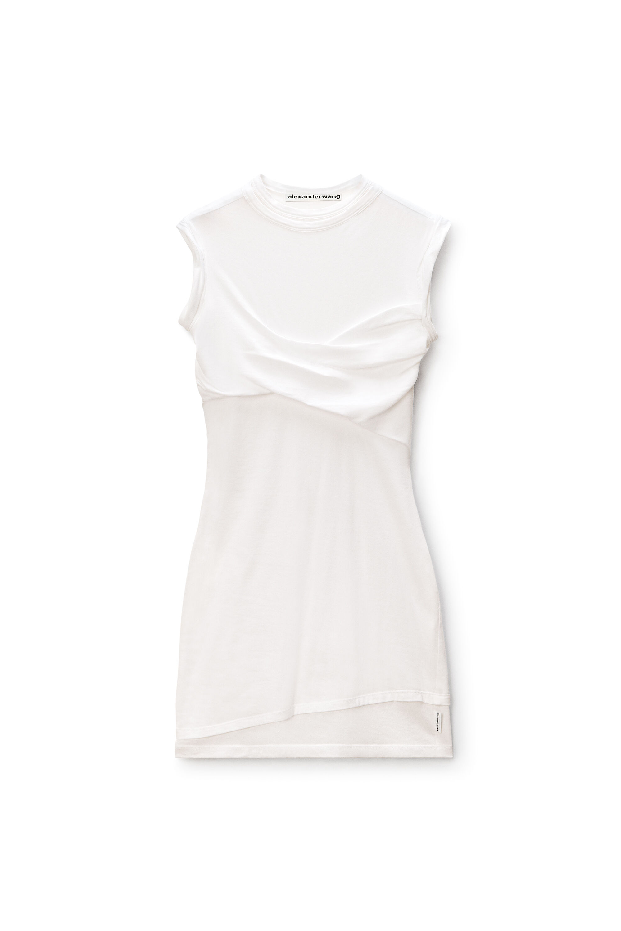 SLEEVELESS LAYERED TWISTED BUST MINI DRESS in WHITE | alexanderwang®