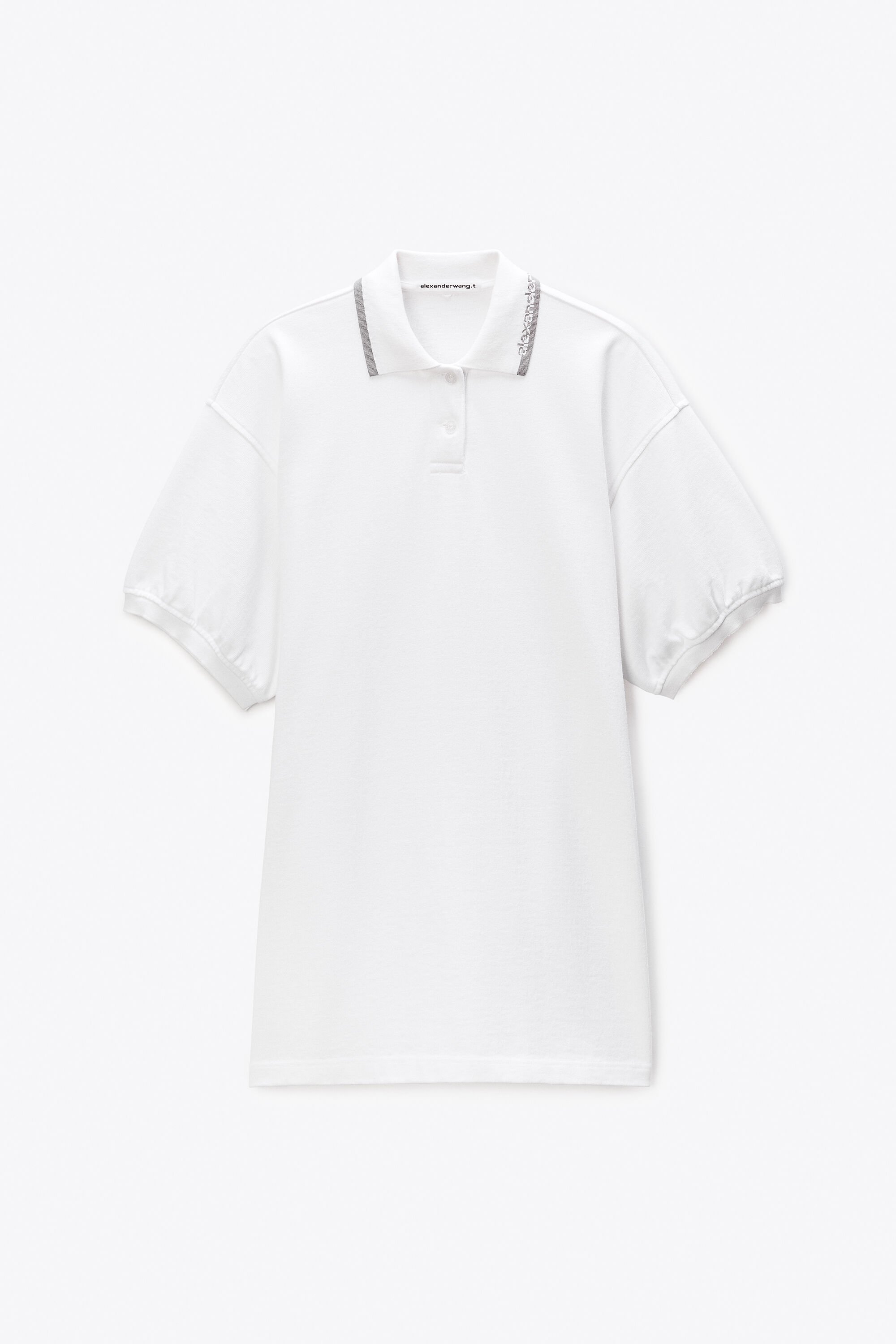 Relaxed Polo Cotton Minidress in WHITE | alexanderwang®