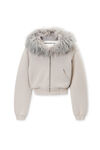 Alexander Wang washed oyster white kapuzenpullover mit mongolischer kapuze