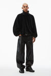 rib trim turtleneck in velour