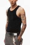alexander wang crew neck tank top in velour washed pepper