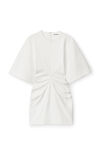 alexander wang crewneck ribbed jersey mini dress with draped detail natural