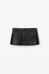 Alexander Wang black fitted skort with side slit in linen chintz