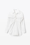 alexander wang twist front shirtdress in compact cotton white