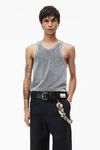 alexander wang crew neck tank top in velour washed charcoal