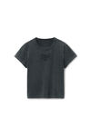 Alexander Wang faded black 做旧徽标装饰紧身棉质 t 恤