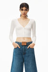alexander wang cardigan in stretch viscose knit soft white