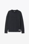 Alexander Wang washed black langarmshirt aus baumwollstretch in waffelstrick