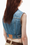 alexander wang shrunken trucker vest in denim vintage medium indigo