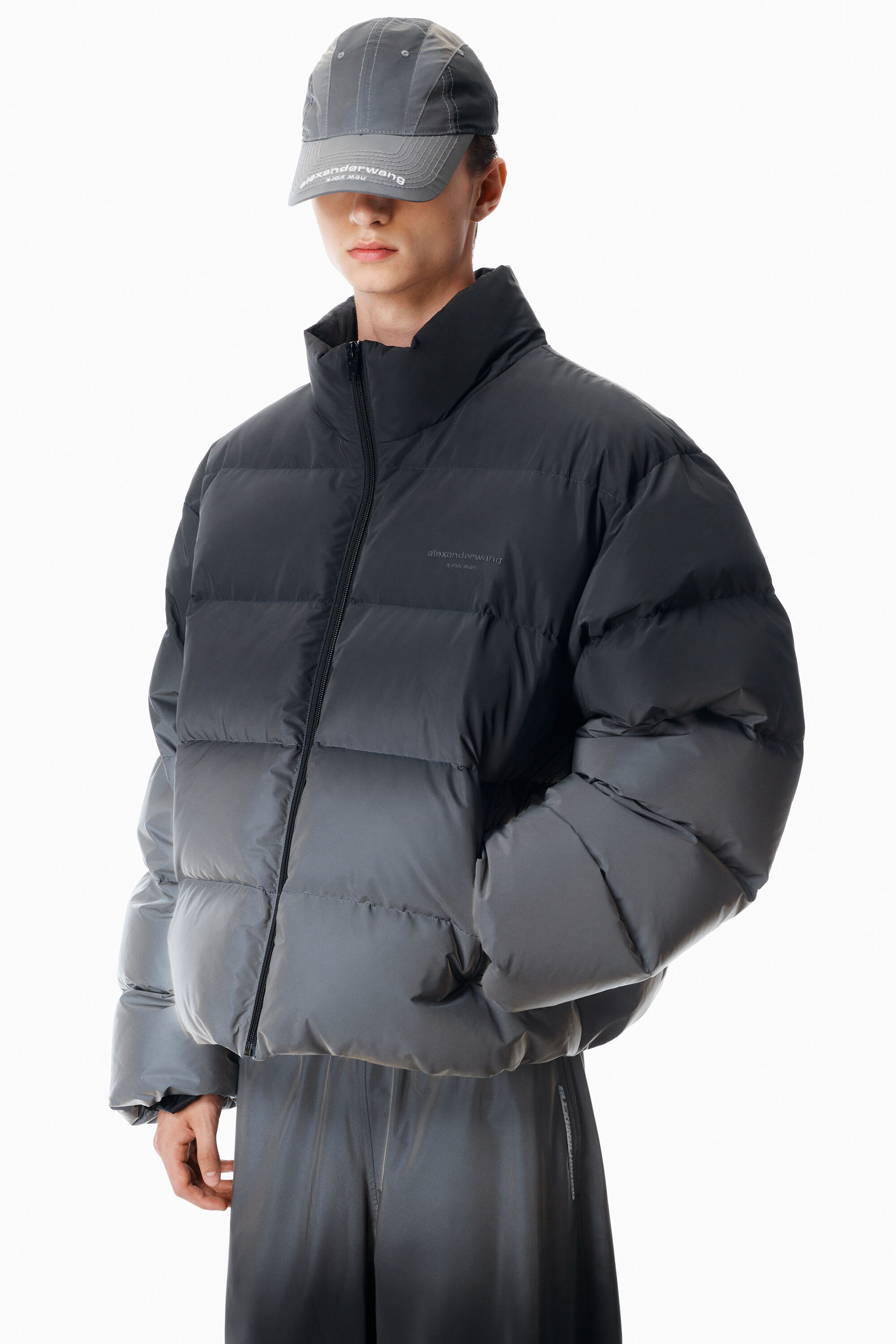 Reflective Gradient Puffer in SILVER/BLACK | alexanderwang®