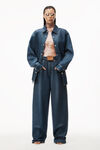 alexander wang wide leg jean in coated denim dark indigo