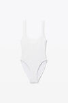 alexander wang bodysuit in textured jacquard jersey white