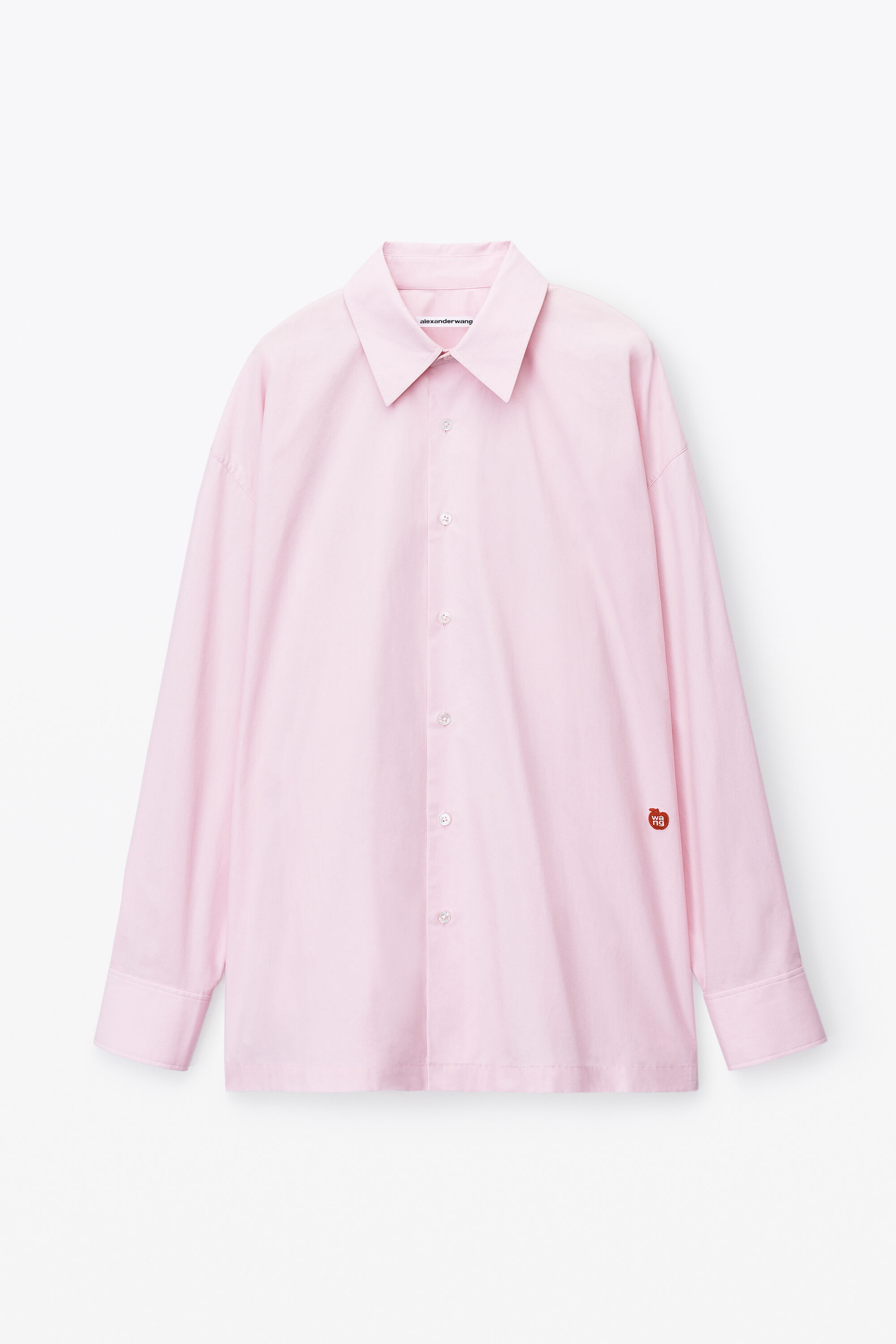 button up long sleeve boyfriend shirt in cotton with logo in