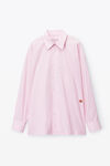 Alexander Wang light pink button up long sleeve boyfriend shirt in cotton with logo