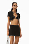 alexander wang crystal trim mini skirt in compact nylon black