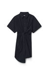 alexander wang twisted placket dress in compact cotton black