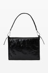 Alexander Wang black punch tech shoulder bag in crackle patent leather