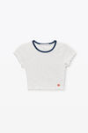 alexander wang 卷边下摆装饰苹果徽标缀饰微罗纹平纹针织婴儿 t 恤 light heather grey