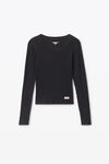 Alexander Wang black crystal hotfix long sleeve crewneck tee