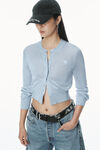 Alexander Wang ariel blue kurzer cardigan aus viskose mit logostickerei