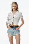 Alexander Wang soft white logo embroidered polo cardigan in viscose