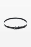 Alexander Wang black/silver 皱褶皮革细拉链腰带