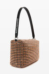 alexander wang heiress pouch in crystal mesh faded neon orange