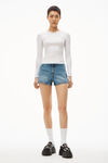 alexander wang long-sleeve tee in ribbed cotton white