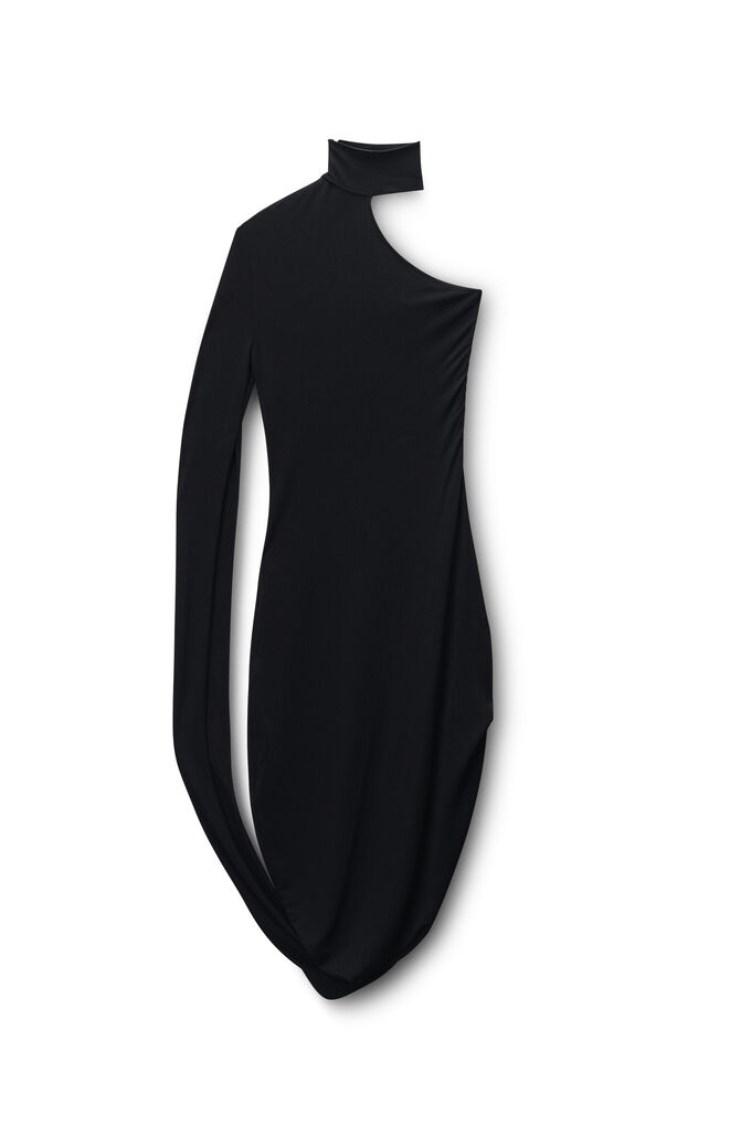 Alexander Wang Asymmetric Draped Midi Dress - Black