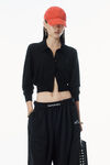 Alexander Wang black high-frequency stacked logo cardigan in merino wool
