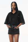 Alexander Wang grey aged mid rise mini skort in comfort stretch denim