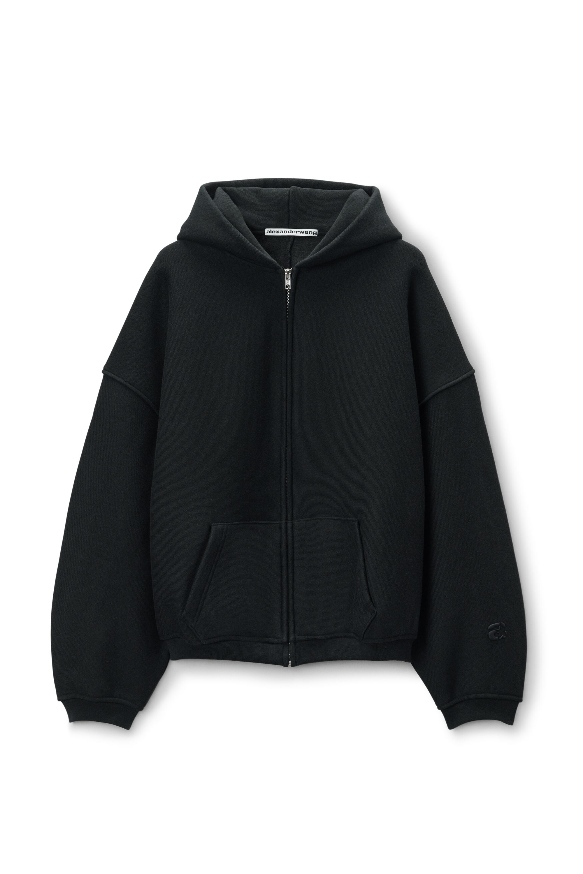 【ALEXANDER WANG】STAR LOGO-PRINT HOODIE oversize star logo-print zip-up hoodie in WASHED GRANITE